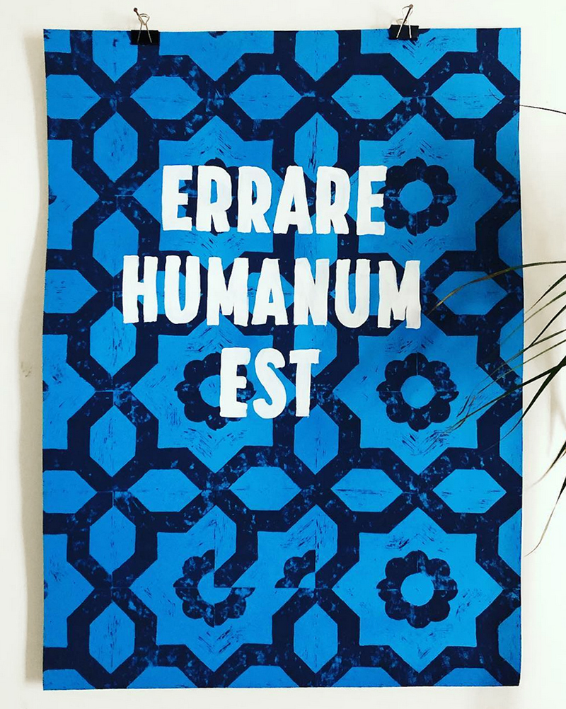 Linocut print Errare humanum est